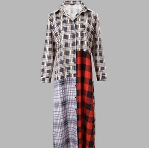NWT Colorblock Plaid Print Longline Shacket